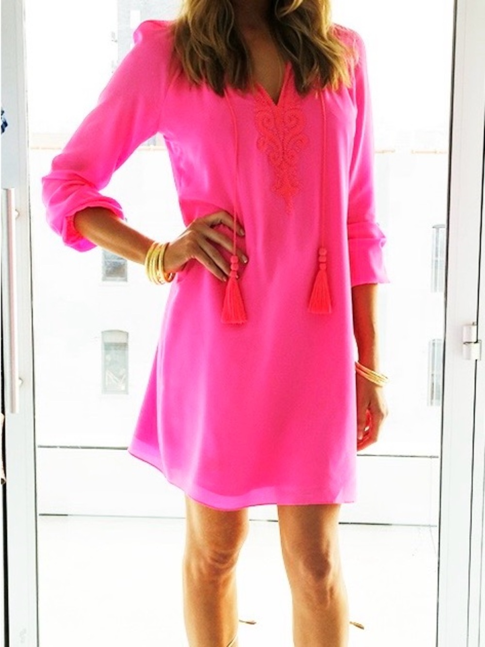 Lilly Pulitzer Roslyn Shift Dress in Hot Pink. Small